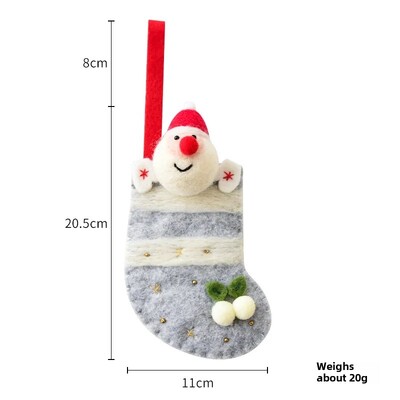 Διασυνοριακά χριστουγεννιάτικα διακοσμητικά τρισδιάστατα μάλλινα τσόχα κούκλα παππού Άγιος Βασίλης Παιδικές κάλτσες Κάλτσες καραμέλα Τσάντα δώρου