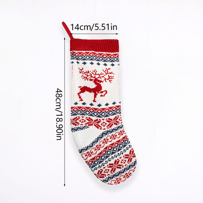 Κόκκινη πλεκτή χριστουγεννιάτικη κάλτσα Νιφάδα χιονιού άλκες με στάμπα κάλτσα Άγιου Βασίλη Χριστουγεννιάτικο δέντρο με κρεμαστό στολίδια Πρωτοχρονιάτικα δώρα Navidad