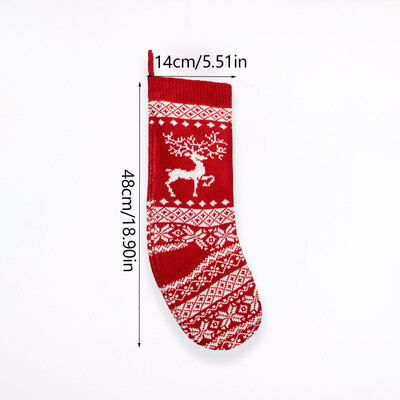 Κόκκινη πλεκτή χριστουγεννιάτικη κάλτσα Νιφάδα χιονιού άλκες με στάμπα κάλτσα Άγιου Βασίλη Χριστουγεννιάτικο δέντρο με κρεμαστό στολίδια Πρωτοχρονιάτικα δώρα Navidad