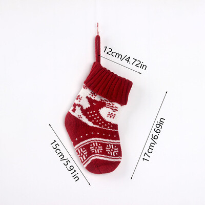 Κόκκινη πλεκτή χριστουγεννιάτικη κάλτσα Νιφάδα χιονιού άλκες με στάμπα κάλτσα Άγιου Βασίλη Χριστουγεννιάτικο δέντρο με κρεμαστό στολίδια Πρωτοχρονιάτικα δώρα Navidad
