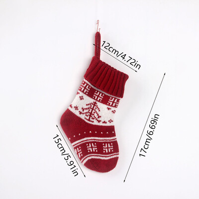Κόκκινη πλεκτή χριστουγεννιάτικη κάλτσα Νιφάδα χιονιού άλκες με στάμπα κάλτσα Άγιου Βασίλη Χριστουγεννιάτικο δέντρο με κρεμαστό στολίδια Πρωτοχρονιάτικα δώρα Navidad