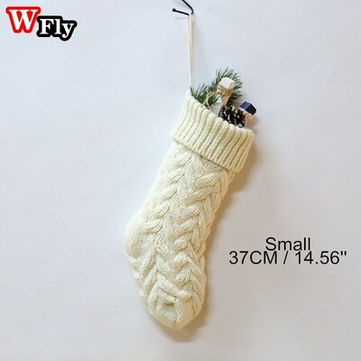 Χριστουγεννιάτικες πλεκτές κάλτσες Διακόσμηση φεστιβάλ καραμέλα Τσάντα δώρου Τζάκι Χριστουγεννιάτικο δέντρο Κρεμαστά στολίδια Διακόσμηση Κόκκινη Λευκή Χριστουγεννιάτικη Κάλτσα