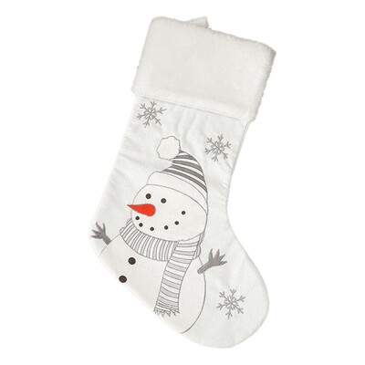 Karácsonyi hóember róka harisnya karácsonyi díszek fehér plüss cukorka zokni ajándék táskák karácsonyfa kandalló díszítés