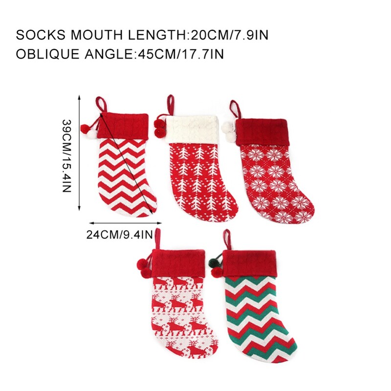 Kalėdų dekoravimo kojinės Megztos vilnos dovanų laikiklis Kalėdų saldainių dovanų maišelis Festivalis Vakarėlis Židinys Kalėdų eglutės papuošalas vaikams