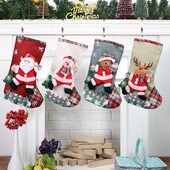 4vnt kalėdinės kojinės kojinės dovanų saldainių krepšys sniego senelio Kalėdų senelio briedžio raštas Kalėdų eglutė kabantis ornamentas vakarėlis namų židinio dekoravimas