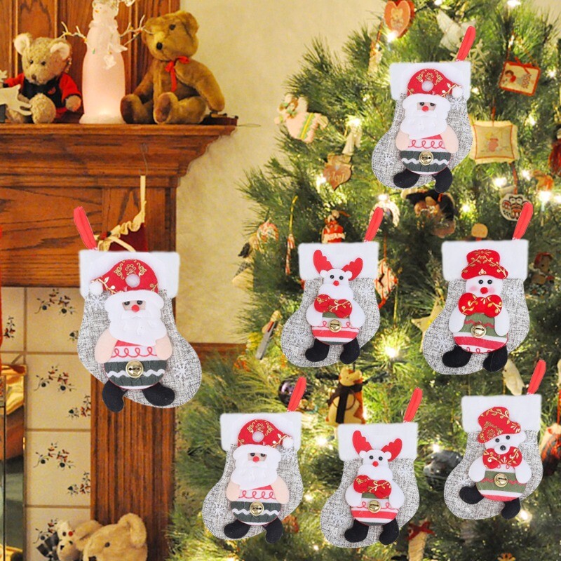 1/6 τεμ Χριστουγεννιάτικες κάλτσες Άγιος Βασίλης Χιονάνθρωπος Χριστουγεννιάτικα στολίδια Μικρό Δώρο Συσκευασία Μπότες Κρεμαστό Κρεμαστό Πρωτοχρονιάτικη τσάντα καραμέλας