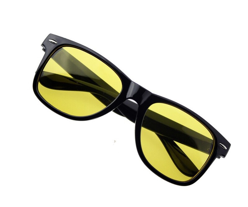 Unisex kvadratiniai geltoni lęšiai naktinio matymo akiniai vairavimo akiniai vyrams, moterims, vėjui atsparūs vairavimo akiniai