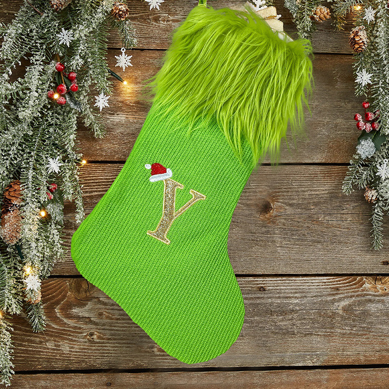 Karácsonyi dekorációs harisnya Otthoni dekoráció Helyszín dekoráció Karácsonyi dekorációs kellékek Nagy kötött ábécés harisnya