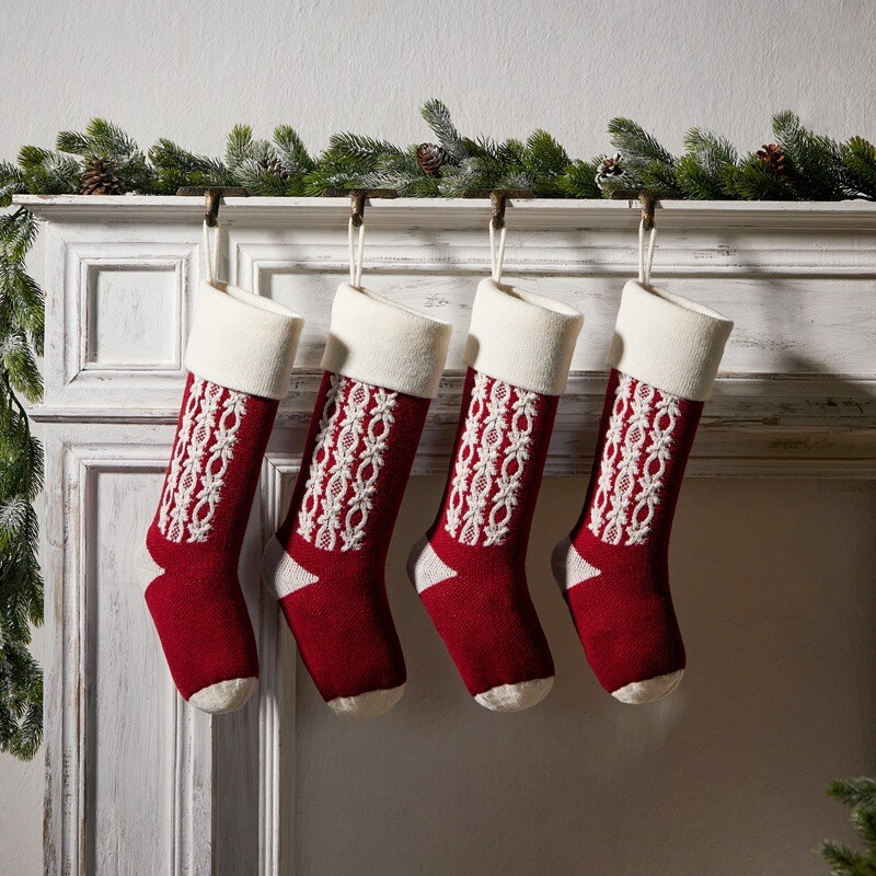 46 cm megztos kalėdinės kojinės festivalio saldainių krepšys namų verpalų dekoratyvinis pakabukas seklios kavos smėlio spalvos rudos retro inkrustuotos kojinės