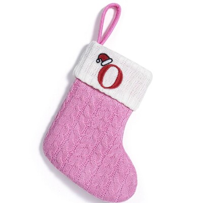 Ροζ χριστουγεννιάτικες πλεκτές κάλτσες αλφαβήτου Παχύ εκλεκτό γράμμα πλεκτό κάλτσες μεγάλης χωρητικότητας Φεστιβάλ τσάντες δώρου