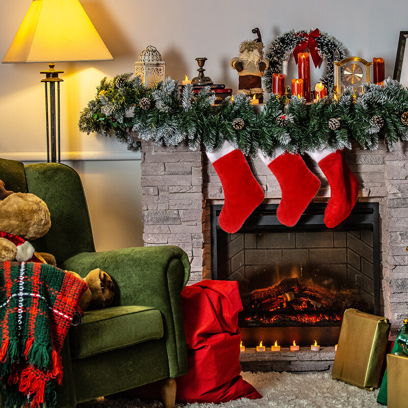 6vnt kalėdinės kojinės pliušinės pakabinamos kojinės nešiojamas židinio papuošalas Mielas mielas Kalėdų eglutės dekoras Didelė talpa Kalėdoms
