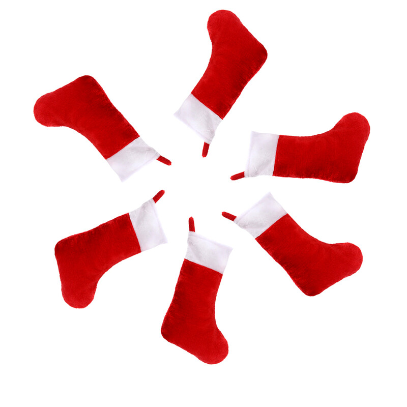 6vnt kalėdinės kojinės pliušinės pakabinamos kojinės nešiojamas židinio papuošalas Mielas mielas Kalėdų eglutės dekoras Didelė talpa Kalėdoms