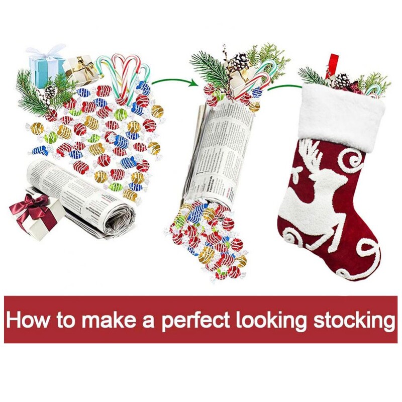 Naujos dekoratyvinės didelės siuvinėtos snaigėmis briedžių kojinės Kalėdų dovanų maišelis Dovanų kojinės