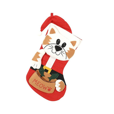 Kalėdinės kojinės, dovanų krepšys, kabantis mielas šuns/katės kojinės saldainių krepšio kojinės papuošalas židinio medžio dekoravimui