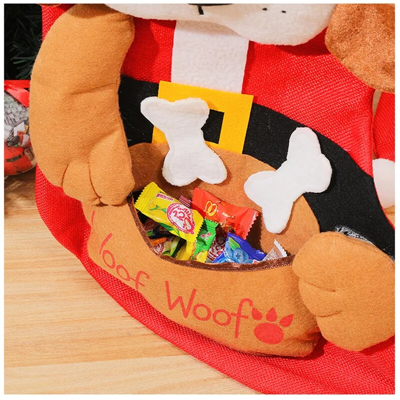 Kalėdinės kojinės, dovanų krepšys, kabantis mielas šuns/katės kojinės saldainių krepšio kojinės papuošalas židinio medžio dekoravimui