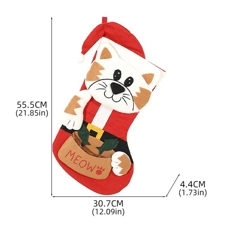 Kalėdinės kojinės, dovanų krepšys, kabantis mielas šuns/katės kojinės saldainių krepšio kojinės papuošalas židinio medžio dekoravimui
