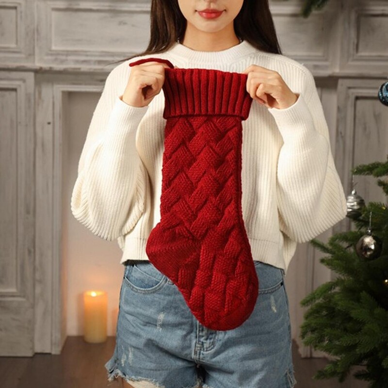 Adītas Ziemassvētku zeķes Dāvanu maisiņi Mājas dekorēšanai Vilnas Ziemassvētku rotājumi Paklājiņi Liela izmēra dekori mājas dekorēšanai