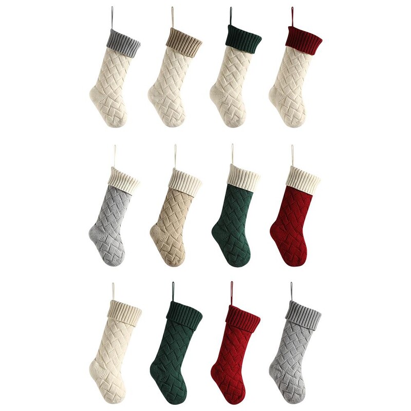 Adītas Ziemassvētku zeķes Dāvanu maisiņi Mājas dekorēšanai Vilnas Ziemassvētku rotājumi Paklājiņi Liela izmēra dekori mājas dekorēšanai