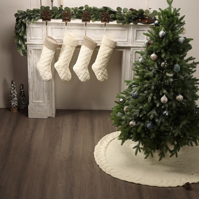 Adītas Ziemassvētku zeķes Dāvanu maisiņi Mājas dekorēšanai Vilnas Ziemassvētku rotājumi Paklājiņi Liela izmēra dekori mājas dekorēšanai