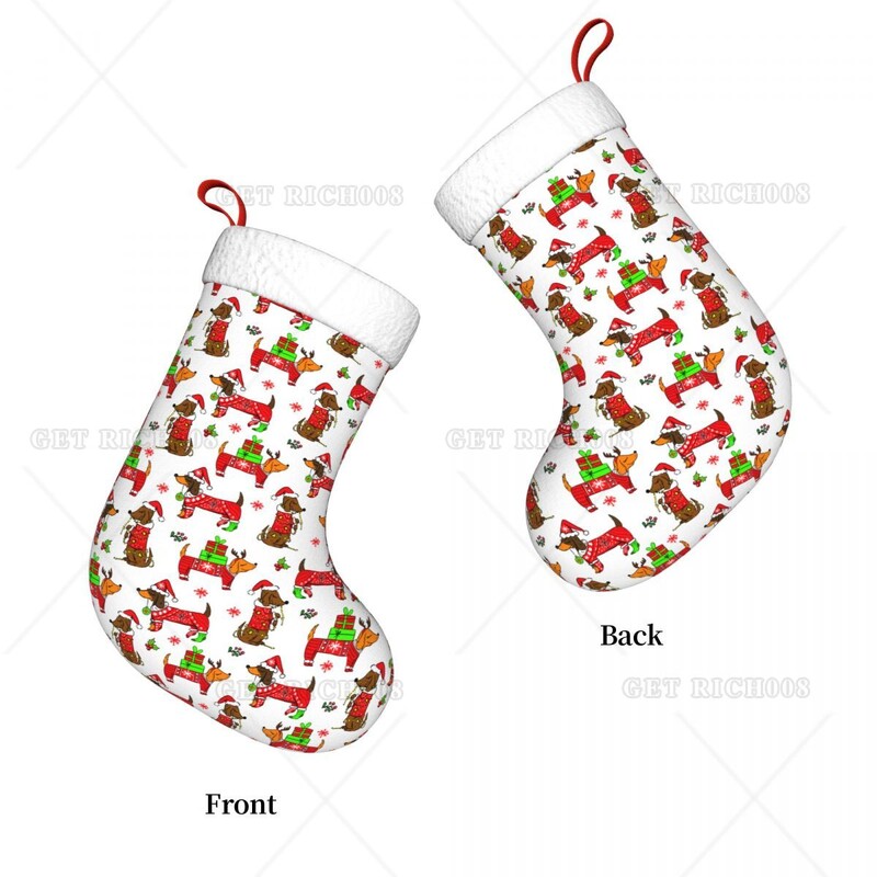 Priecīgus Ziemassvētkus takšu suņu raksts piekarināmās zeķes Ziemassvētku kamīna dekors ģimenes brīvdienu mājas dāvanu maisiņiem