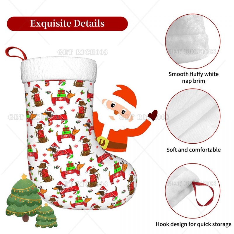 Priecīgus Ziemassvētkus takšu suņu raksts piekarināmās zeķes Ziemassvētku kamīna dekors ģimenes brīvdienu mājas dāvanu maisiņiem