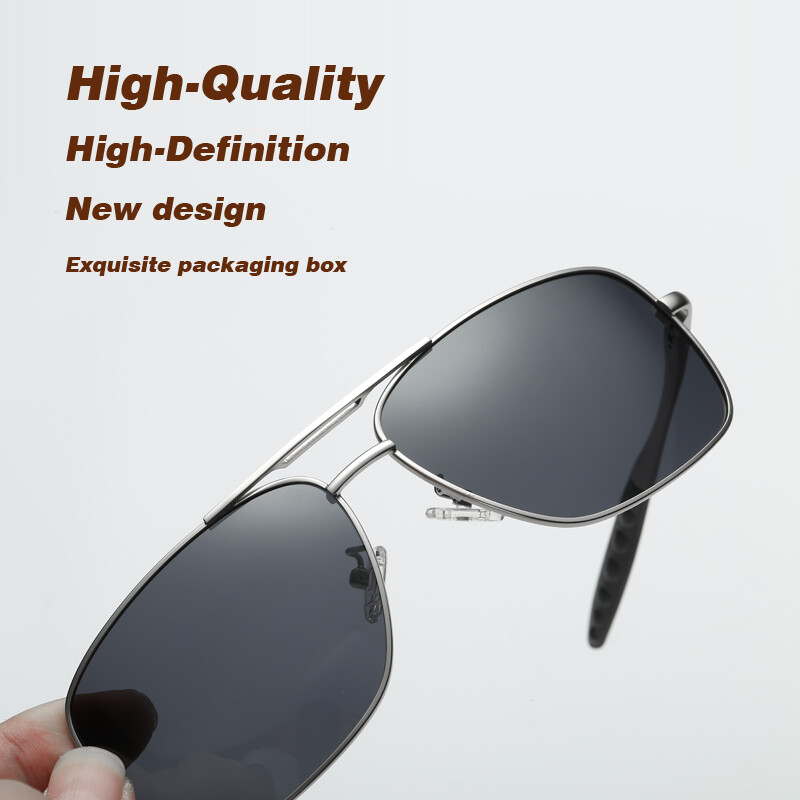 Augstas kvalitātes augstas izšķirtspējas polarizētās saulesbrilles vīriešiem un sievietēm, retro pilota metāla rāmja brilles, nakts redzamības makšķerēšana UV400
