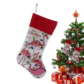 Didelės kalėdinės kojinės Flamingai ir palmės Židinio apmušalai Kojinės Kalėdų kojinių krepšys Minkštos kojinių puošmenos