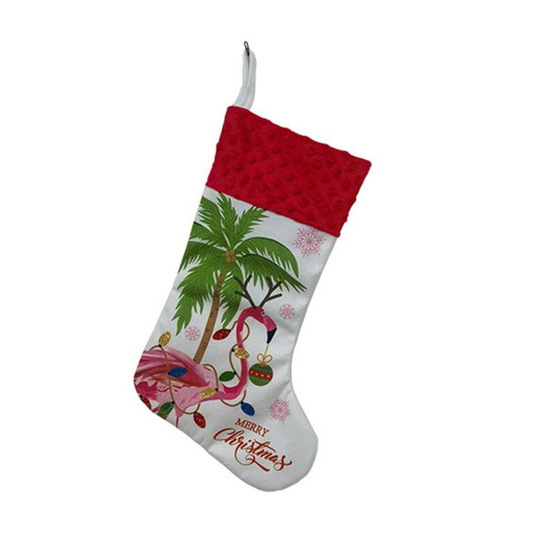 Didelės kalėdinės kojinės Flamingai ir palmės Židinio apmušalai Kojinės Kalėdų kojinių krepšys Minkštos kojinių puošmenos