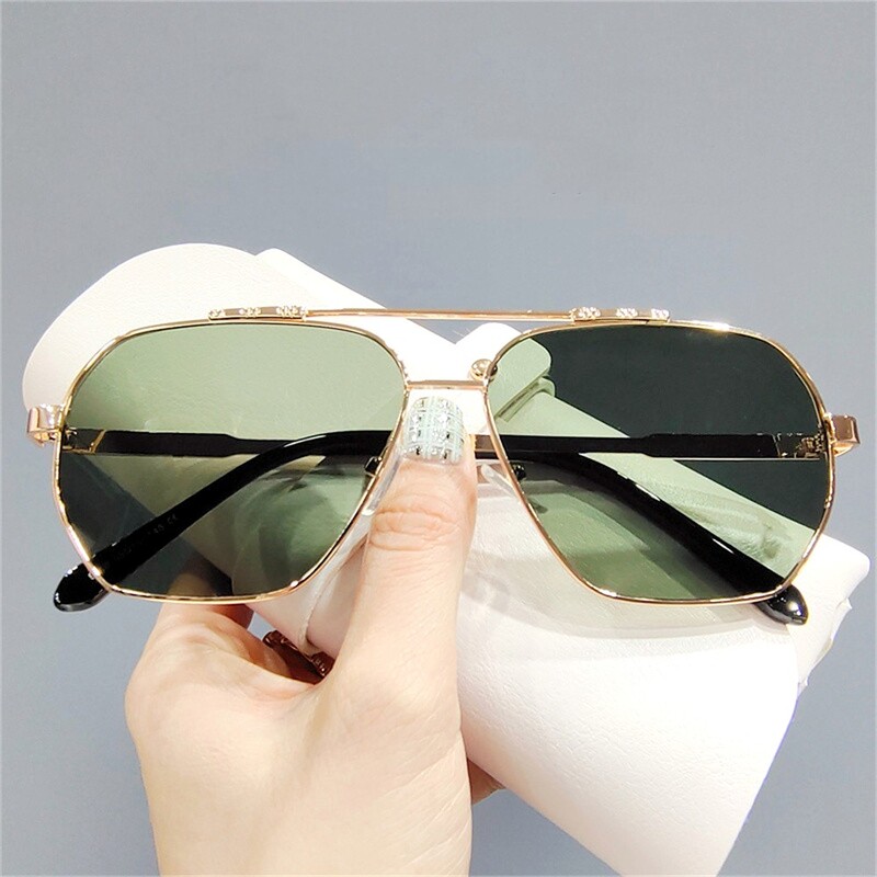 2024 m. nauji dideli vintažiniai akiniai nuo saulės, vyriški, moteriški, madingi poliarizuoti fotochrominiai atspalviai akiniai „Double Bridge“ vairavimo akiniai nuo saulės