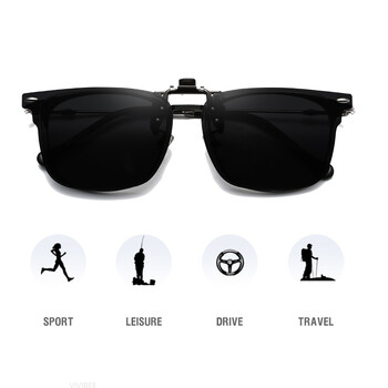 VIVIBEE Polarized Clip-on Flip Up Rimless γυαλιά ηλίου για αντιθαμβωτικά γυαλιά νυχτερινής οδήγησης Fashion Mirror Πράσινα γυαλιά