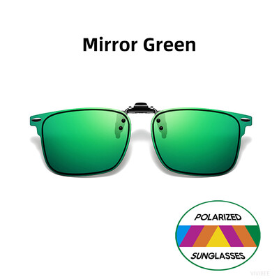 VIVIBEE polariseeritud klambriga ülespööratavad ääristeta päikeseprillid pimestamisvastaste öösõiduprillide jaoks Mood Mirorr rohelised prillid