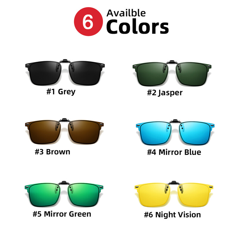 VIVIBEE polariseeritud klambriga ülespööratavad ääristeta päikeseprillid pimestamisvastaste öösõiduprillide jaoks Mood Mirorr rohelised prillid