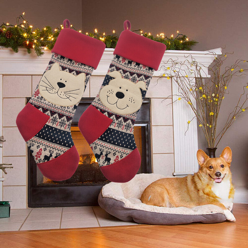Χριστουγεννιάτικη κάλτσα 21" για κατοικίδια, χριστουγεννιάτικες κάλτσες ζώων, πλεκτή χριστουγεννιάτικη κάλτσα, χαριτωμένο δώρο για κατοικίδια, δώρο για κατοικίδια