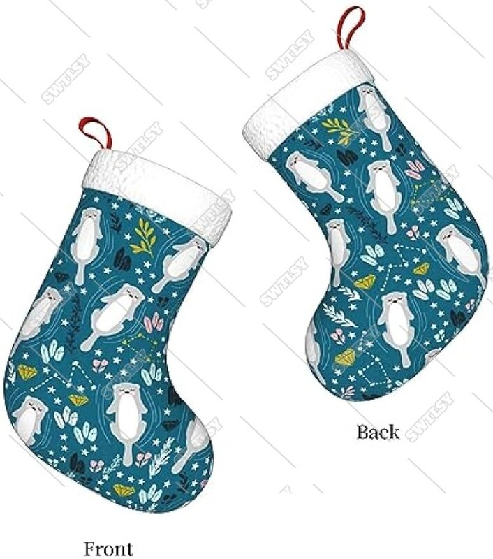 Ciorapi drăguți de Crăciun cu vidră, decorațiuni pentru ciorapi de Crăciun de 17 inchi, decorațiuni pentru ciorapi suspendați pentru șemineu pentru vacanța în familie