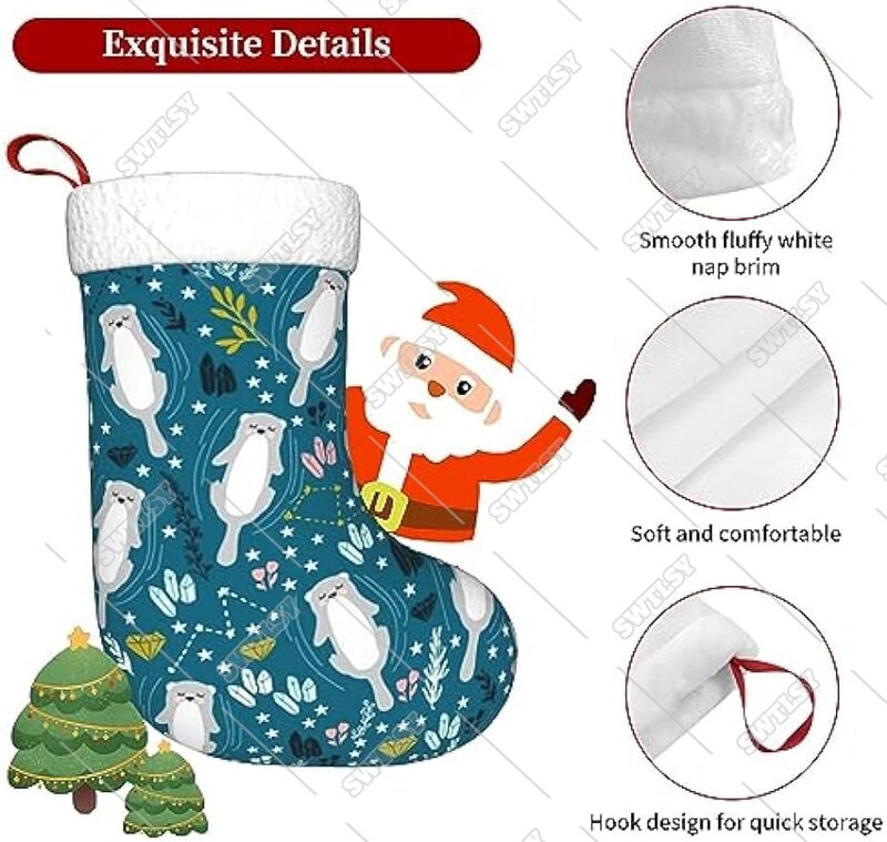 Ciorapi drăguți de Crăciun cu vidră, decorațiuni pentru ciorapi de Crăciun de 17 inchi, decorațiuni pentru ciorapi suspendați pentru șemineu pentru vacanța în familie