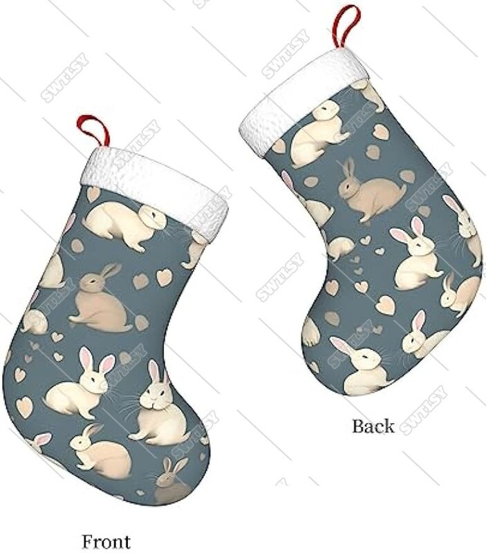 Triušio fonas 18 colių kalėdinių kojinių dovanų maišelis, saldainiai vaikams, skirtas šeimos atostogų kalėdiniam vakarėliui kalėdiniam papuošimui