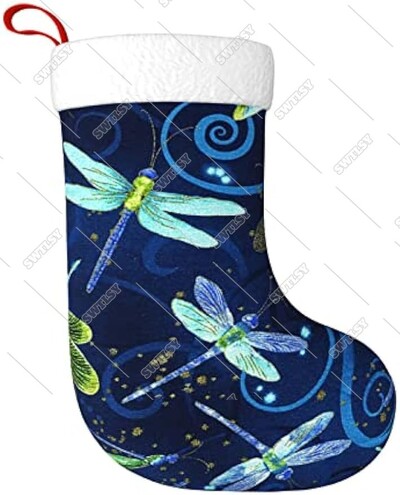 Χριστουγεννιάτικες κάλτσες Μπλε ακουαρέλα λιβελλούλες Χριστουγεννιάτικες κάλτσες για διακοσμήσεις χριστουγεννιάτικων πάρτι