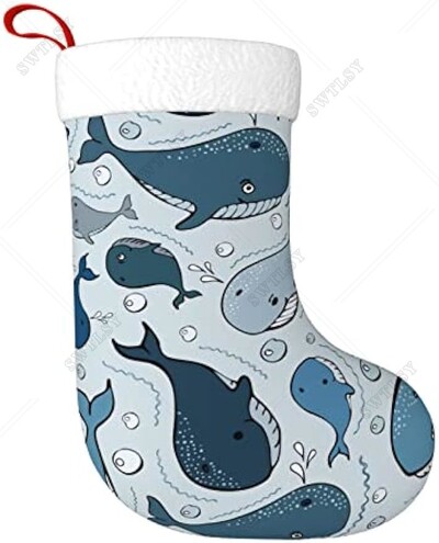 Ziemassvētku zeķes Karikatūra Blue Doodle Sharks Ziemassvētku zeķes Ziemassvētku ballīšu dekorēšanai