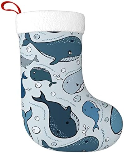 Χριστουγεννιάτικες κάλτσες Cartoon Blue Doodle Sharks Χριστουγεννιάτικες κάλτσες για διακοσμήσεις χριστουγεννιάτικων πάρτι