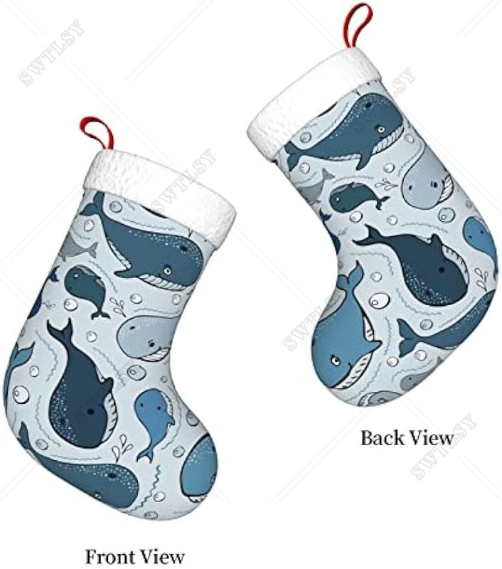 Χριστουγεννιάτικες κάλτσες Cartoon Blue Doodle Sharks Χριστουγεννιάτικες κάλτσες για διακοσμήσεις χριστουγεννιάτικων πάρτι