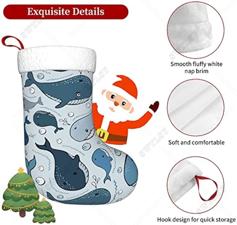 Χριστουγεννιάτικες κάλτσες Cartoon Blue Doodle Sharks Χριστουγεννιάτικες κάλτσες για διακοσμήσεις χριστουγεννιάτικων πάρτι