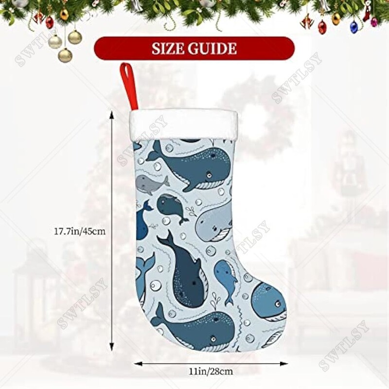 Χριστουγεννιάτικες κάλτσες Cartoon Blue Doodle Sharks Χριστουγεννιάτικες κάλτσες για διακοσμήσεις χριστουγεννιάτικων πάρτι