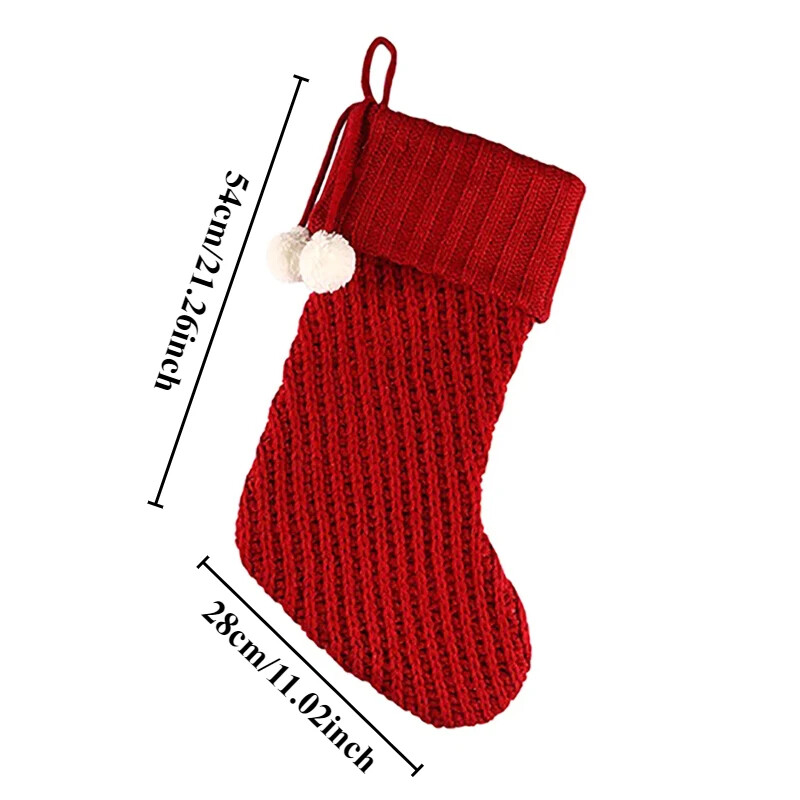 Raudonos/pilkos/baltos megztos kalėdinės kojinės Didelės eglutės pakabukų papuošimai Kalėdų dovanų maišeliai Dekoro dovanos Medias De Navidad