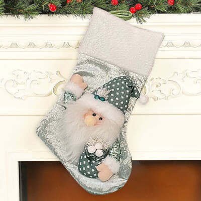 Ziemassvētku zeķu dekorācijas dāvanu maisiņš Ziemassvētkiem ar Ziemassvētku vecīša dizainu Zaļās Ziemassvētku tradīcijās iekrāsotas lielas ietilpības zeķes