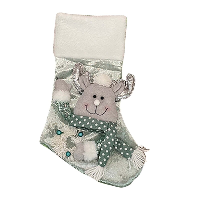 Ziemassvētku zeķu dekorācijas dāvanu maisiņš Ziemassvētkiem ar Ziemassvētku vecīša dizainu Zaļās Ziemassvētku tradīcijās iekrāsotas lielas ietilpības zeķes