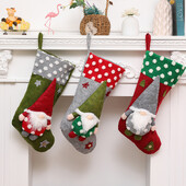 1vnt.-Kalėdiniai papuošalai Didelės trimatės beveidės Kalėdų senelio kojinės Kalėdų gnome gnome dekoruotos dovanos kojinės