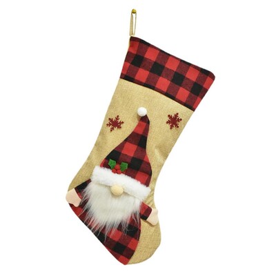 Buffalo καρό χριστουγεννιάτικες κάλτσες Red & Black Buffalo Χριστουγεννιάτικες κάλτσες Διακόσμηση Cute Gnome χαρακτήρας κάλτσες Χριστουγεννιάτικη διακόσμηση