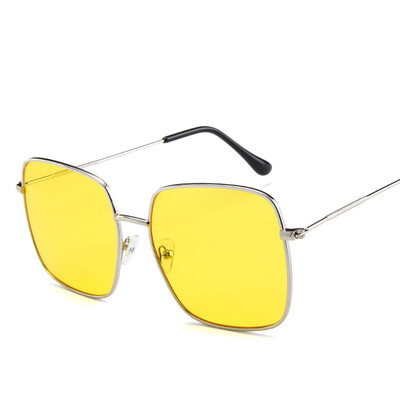 Vintažiniai negabaritinių atspalvių moteriški akiniai nuo saulės Madingi metaliniai kvadratiniai lydinio rėmeliai akiniai nuo saulės Moteriški Retro akiniai nuo saulės Oculos Feminino