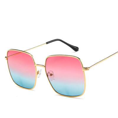 Vintažiniai negabaritinių atspalvių moteriški akiniai nuo saulės Madingi metaliniai kvadratiniai lydinio rėmeliai akiniai nuo saulės Moteriški Retro akiniai nuo saulės Oculos Feminino