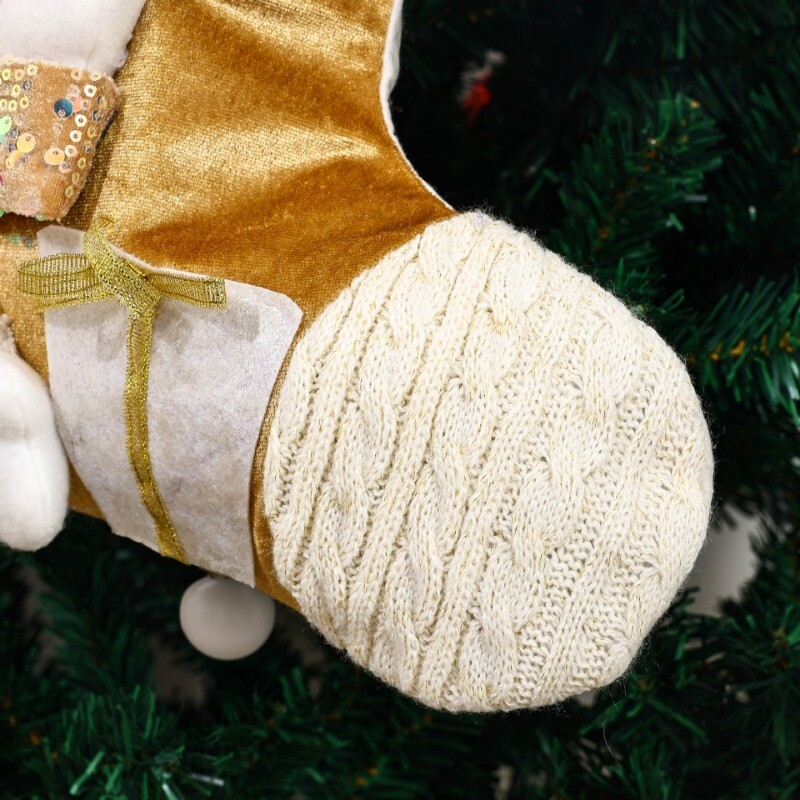 Νέα πλεκτή χριστουγεννιάτικη κάλτσα Χρυσή Χριστουγεννιάτικη διακόσμηση Santa Snowman Χριστουγεννιάτικη τσάντα δώρου Κρεμαστό χριστουγεννιάτικο δέντρο